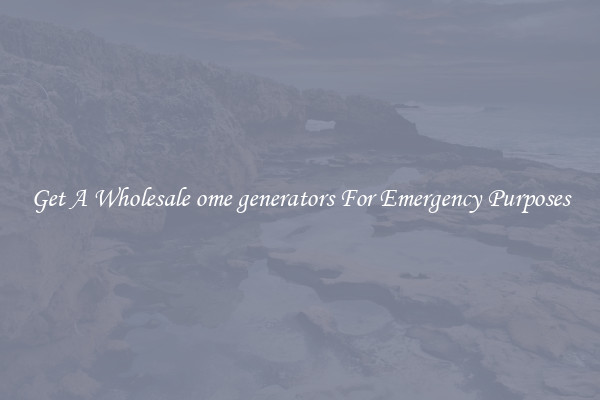Get A Wholesale ome generators For Emergency Purposes